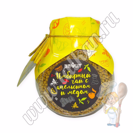 Имбирный чай с апельсином и медом, баночка